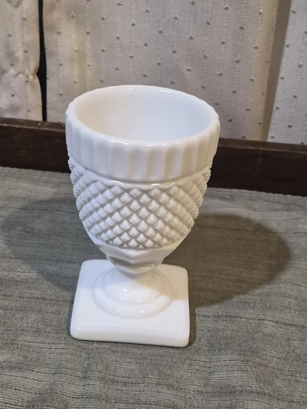 Westmoreland Milk Glass English Hobnail Goblet Square Base 5-1/8